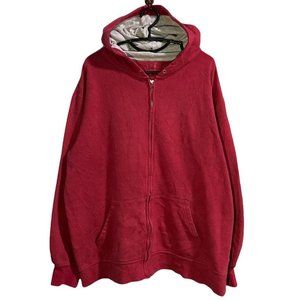 Second Hand Men's Full Zip Hoodie Front Pocket Red XL